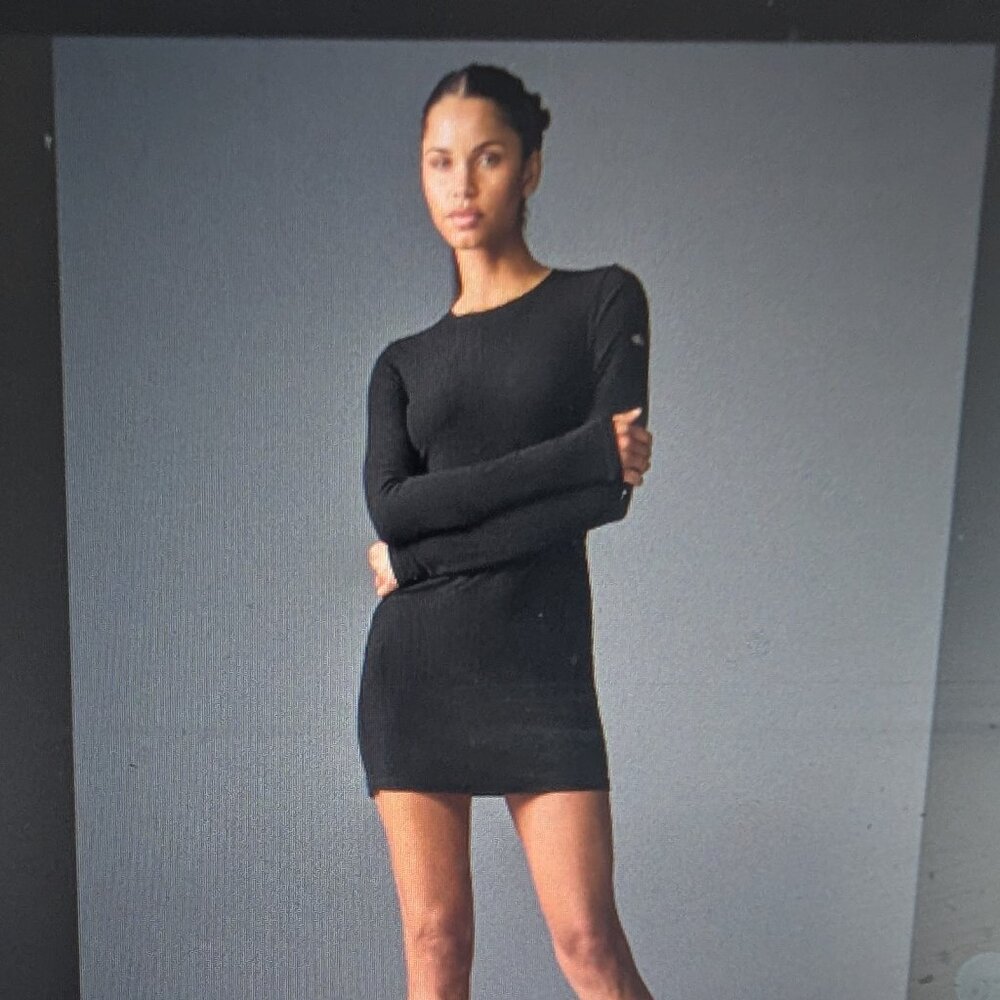 NWOT Alo Yoga Ribbed Sea Coast Long Sleeve Dress Black S